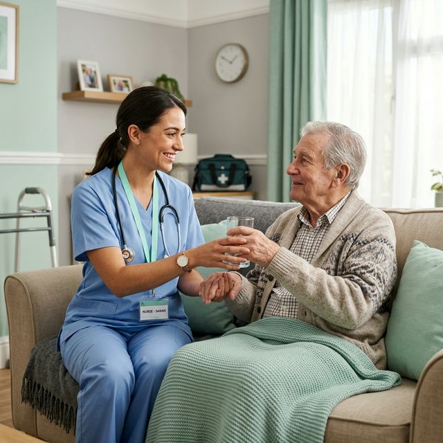 Nurse helping elderly patient